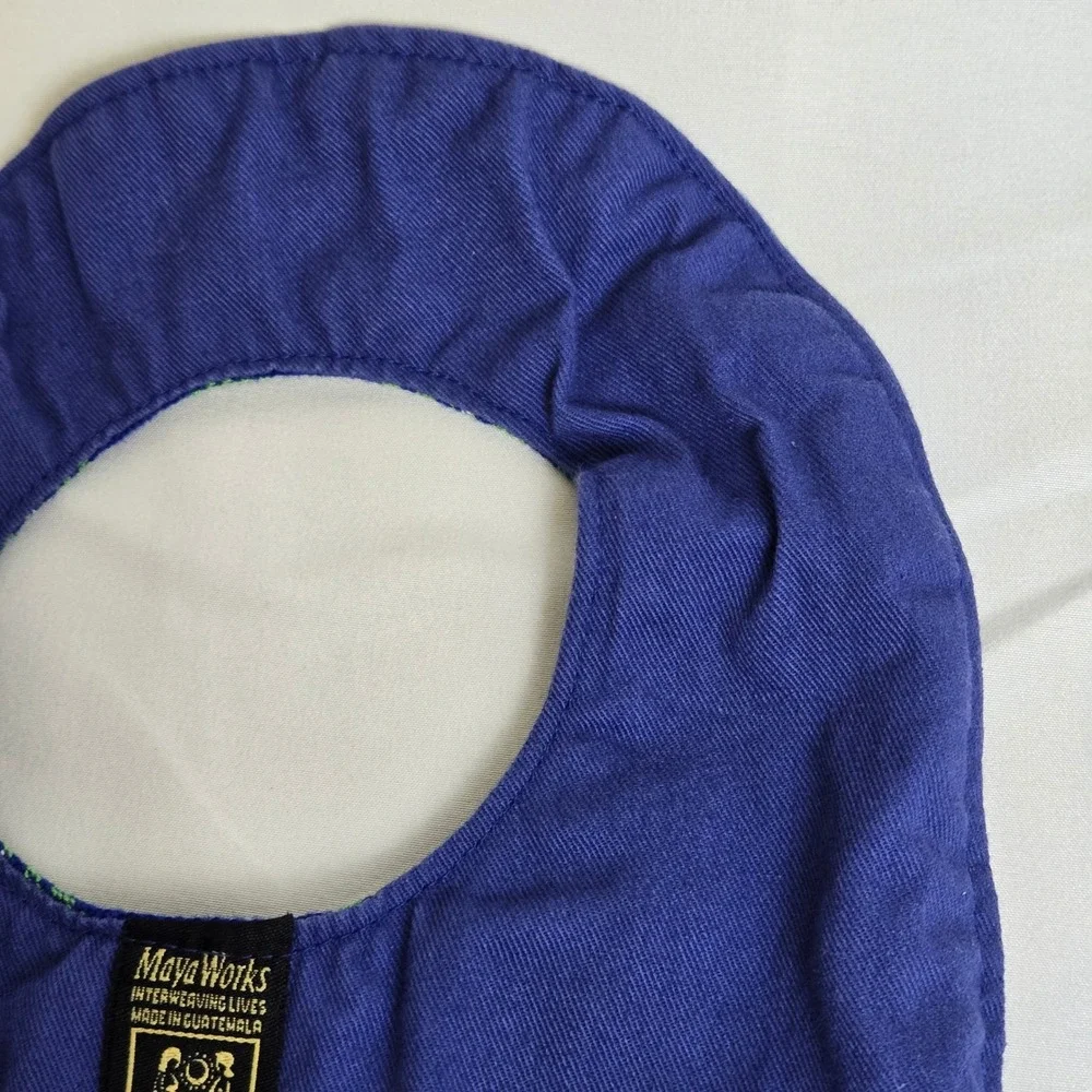 MayaWorks 100% Cotton Handwoven Baby Bib Hook & Loop Closure Guatemala Blue